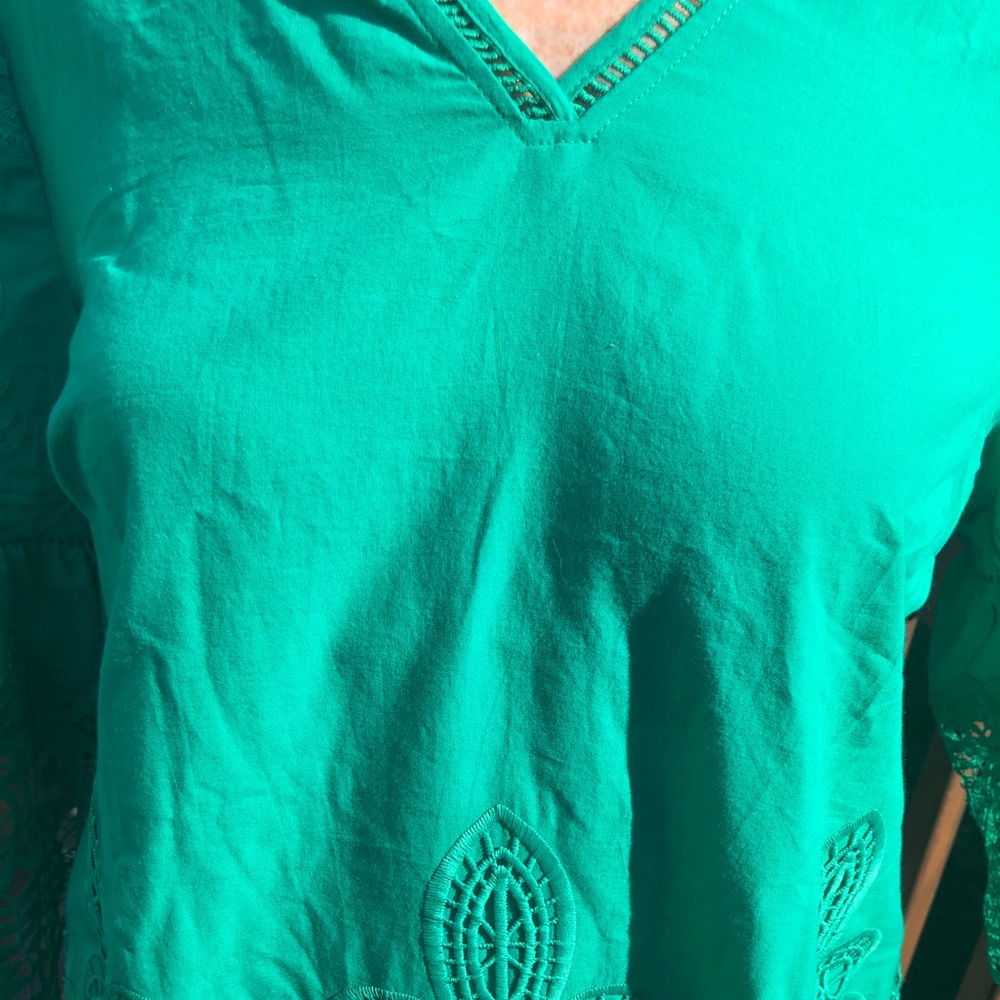 Chico’s Green Cutout Lace Top Shirt 1P,PM 8P-10P - Picture 10 of 10